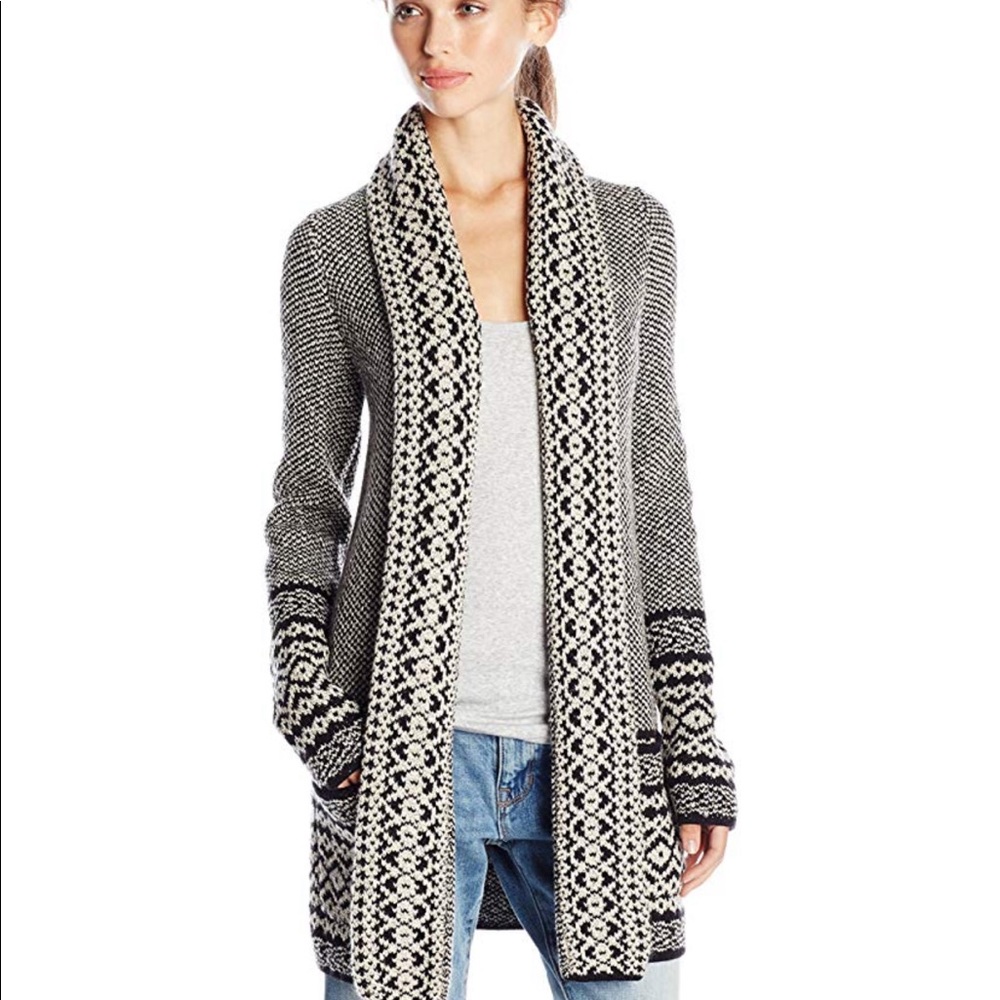 Lucky Brand black and white geo print cardigan